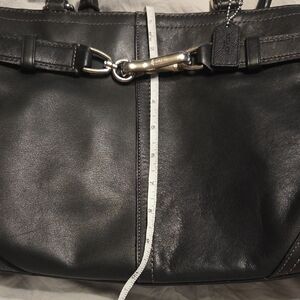 Coach Black Leather Hampton Handbag with Silver Accents